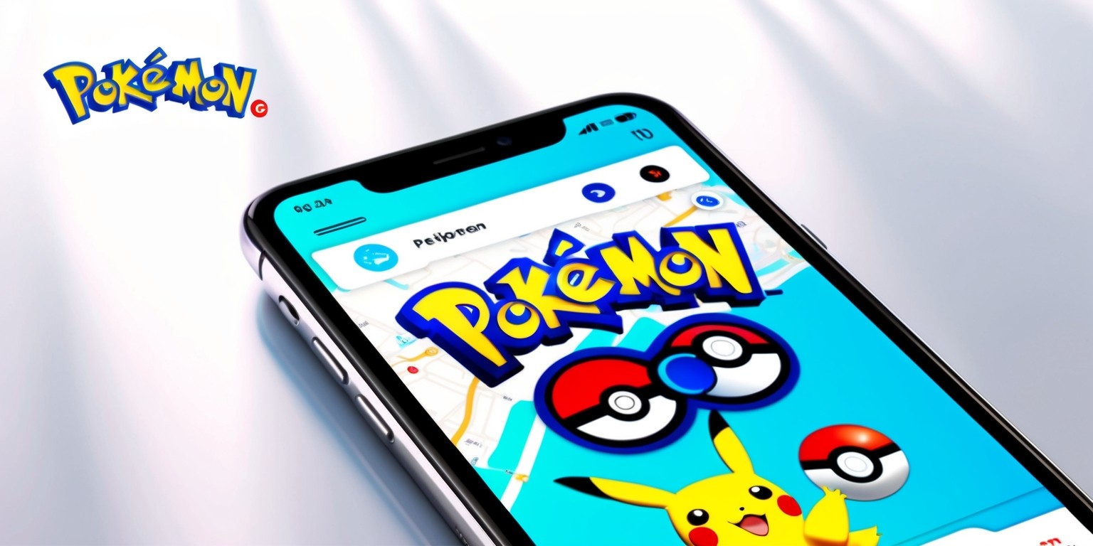 A digital illustration of the Pokémon Go app on a sleek, modern smartphone with a bright and colorful interface, featuring iconic Pokémon characters and elements, such as Pikachu, Poké Balls, and a stylized map view, set against a clean, white background, with a subtle gradient effect to suggest a soft, outdoor lighting, and the app's logo prominently displayed at the top, in bold, red and blue lettering, with a minimalist, sans-serif font, and a few buttons and icons scattered throughout the screen, showcasing the app's intuitive and user-friendly design.